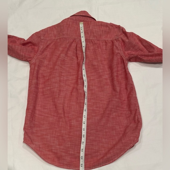 GAPkids LS Chambray Carmine Red roll up Sleeves Cotton Shirt Boy Sz M - Picture 4 of 11